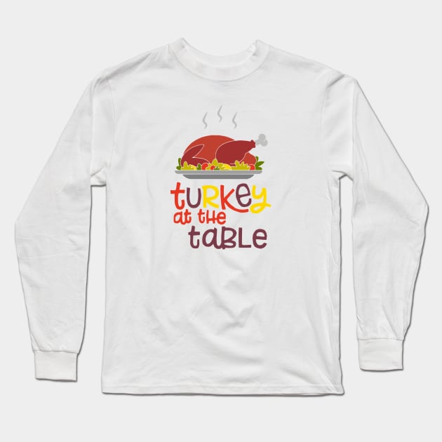 Turkey at the Table Long Sleeve T-Shirt by Glenn Landas Digital Art